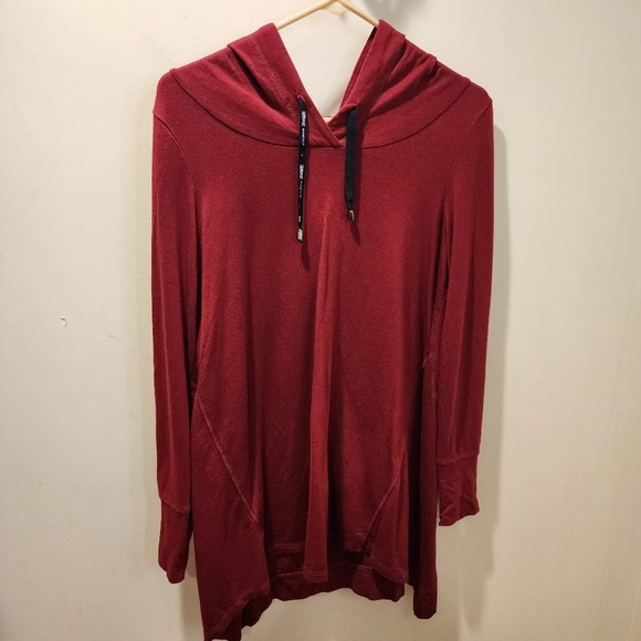 PURE Esscense Women's Burgundy Hooded Relaxed Fit sweater Fits L - Picture 5 of 13